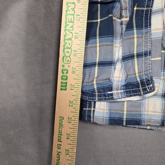 Abercrombie & Fitch‎ Cargo Shorts Mens 34 Blue Plaid Drawstring Y2K heavy twill - Picture 6 of 10